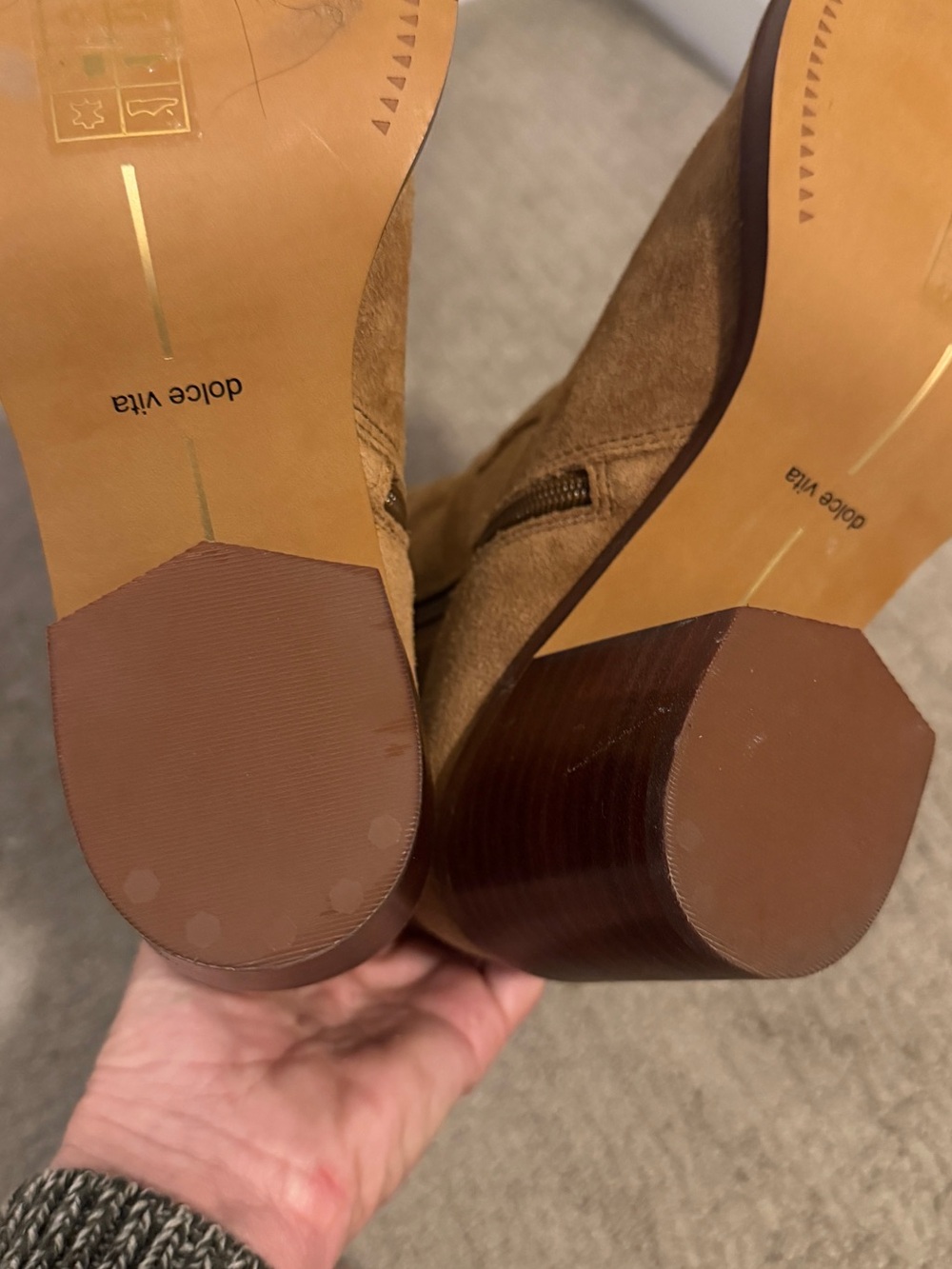 Dolce Vita Tan Suede Heeled Cowboy Boots - Picture 5 of 7